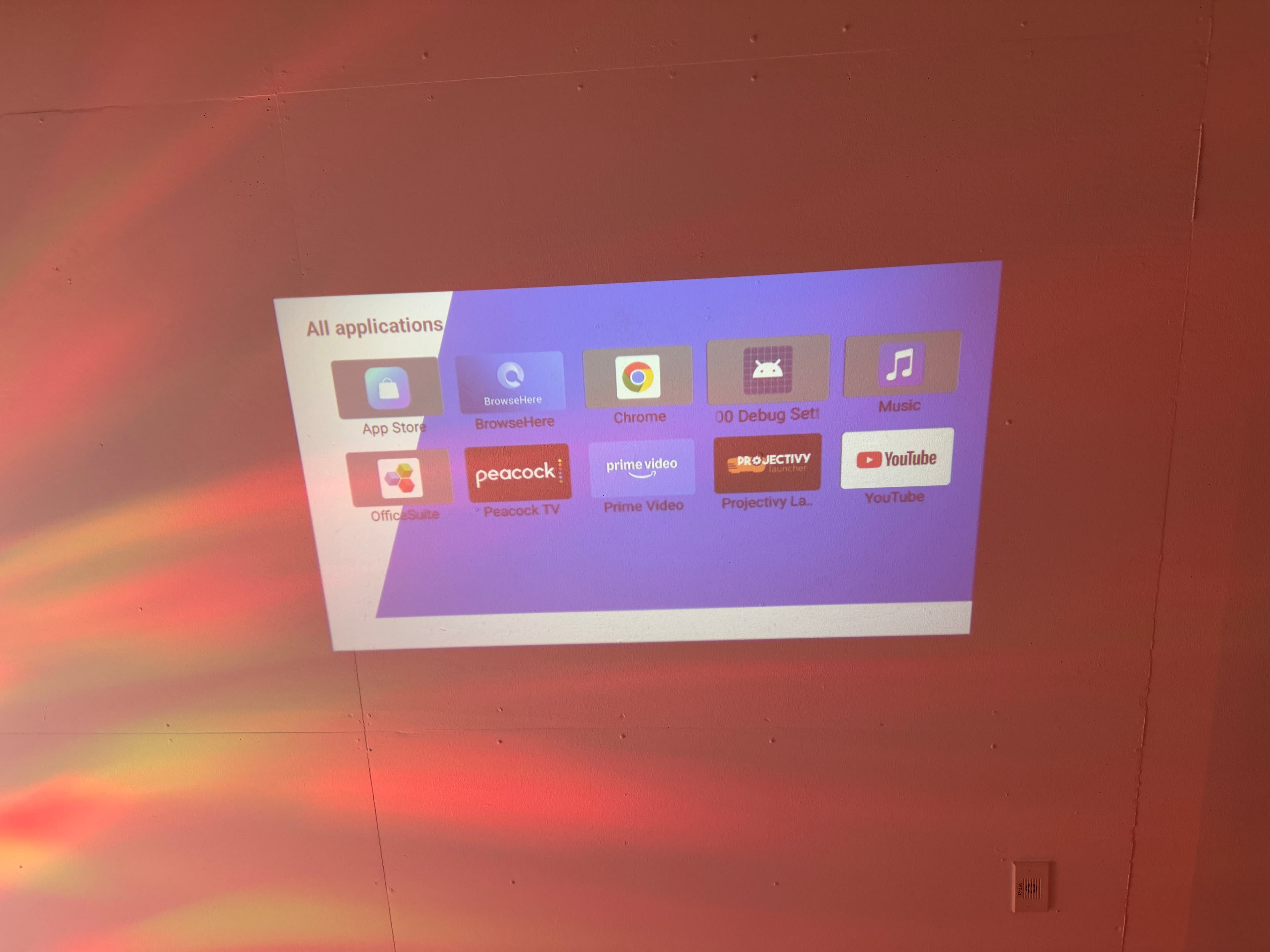 Projector apps list showing the BrowseHere browser